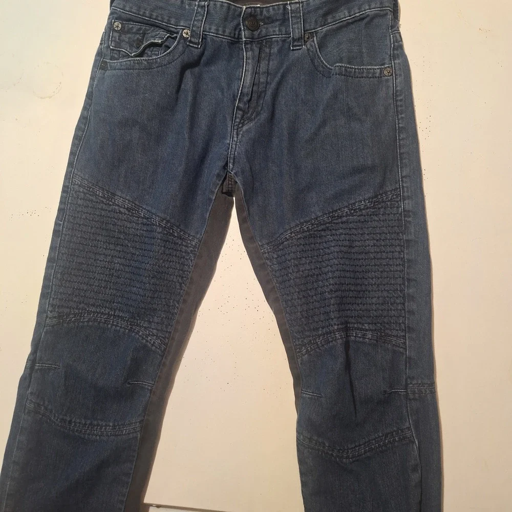 True Religion Ricky Flap Pocket Straight Leg Jeans Dark Wash Blue